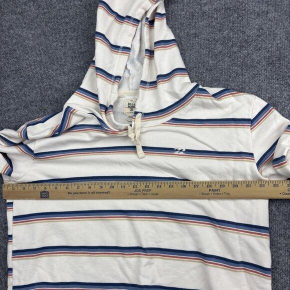Billabong Hoodie Womens Large White Stripe Terry Pullover Lightweight Beach - Picture 5 of 7